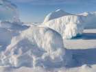 Icebergs frozen into the sea ice of the Uummannaq fjord system during winter-Greenland-Danish Terri Art Print